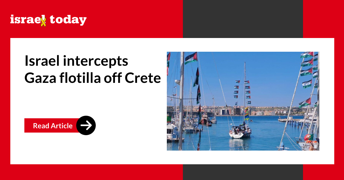 Israel intercepts Gaza flotilla off Crete
