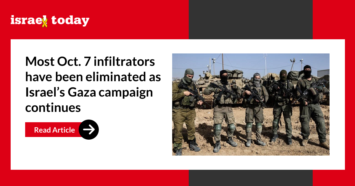 Most Oct. 7 infiltrators have been eliminated as Israel’s Gaza campaign continues