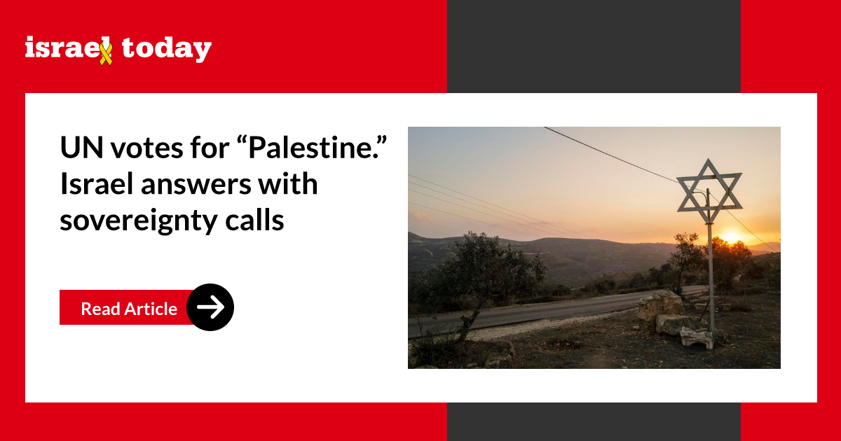 UN votes for “Palestine.” Israel answers with sovereignty calls